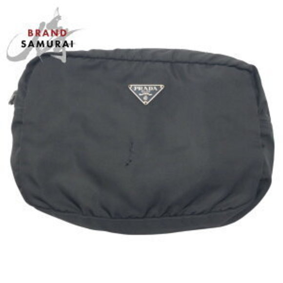 Prada Tessuto black nylon pouch triangle makeup - Picture 1 of 8
